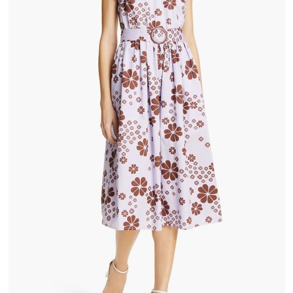 Floral Midi Dress with Belt